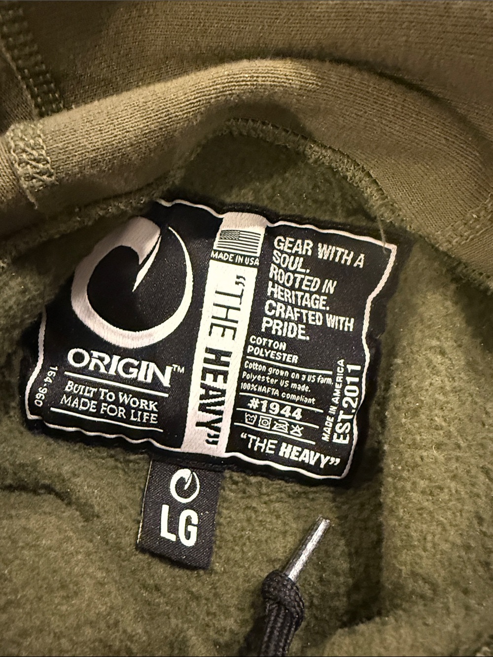 Origin The Heavy Hoodie Pullover Green Large - Picture 10 of 10